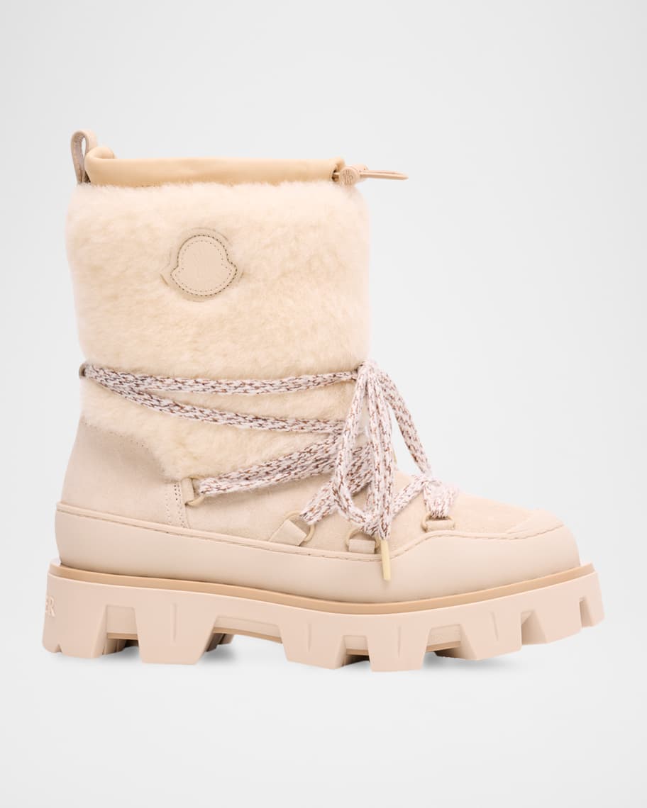Moncler Peak Apres Suede and Shearling Ankle Boots | Neiman Marcus