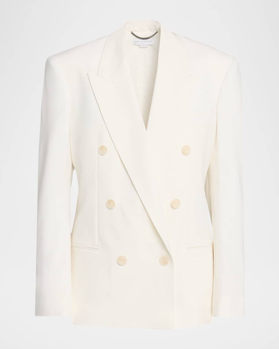 Stella McCartney Double-Breasted Wool Canvas Tuxedo Blazer