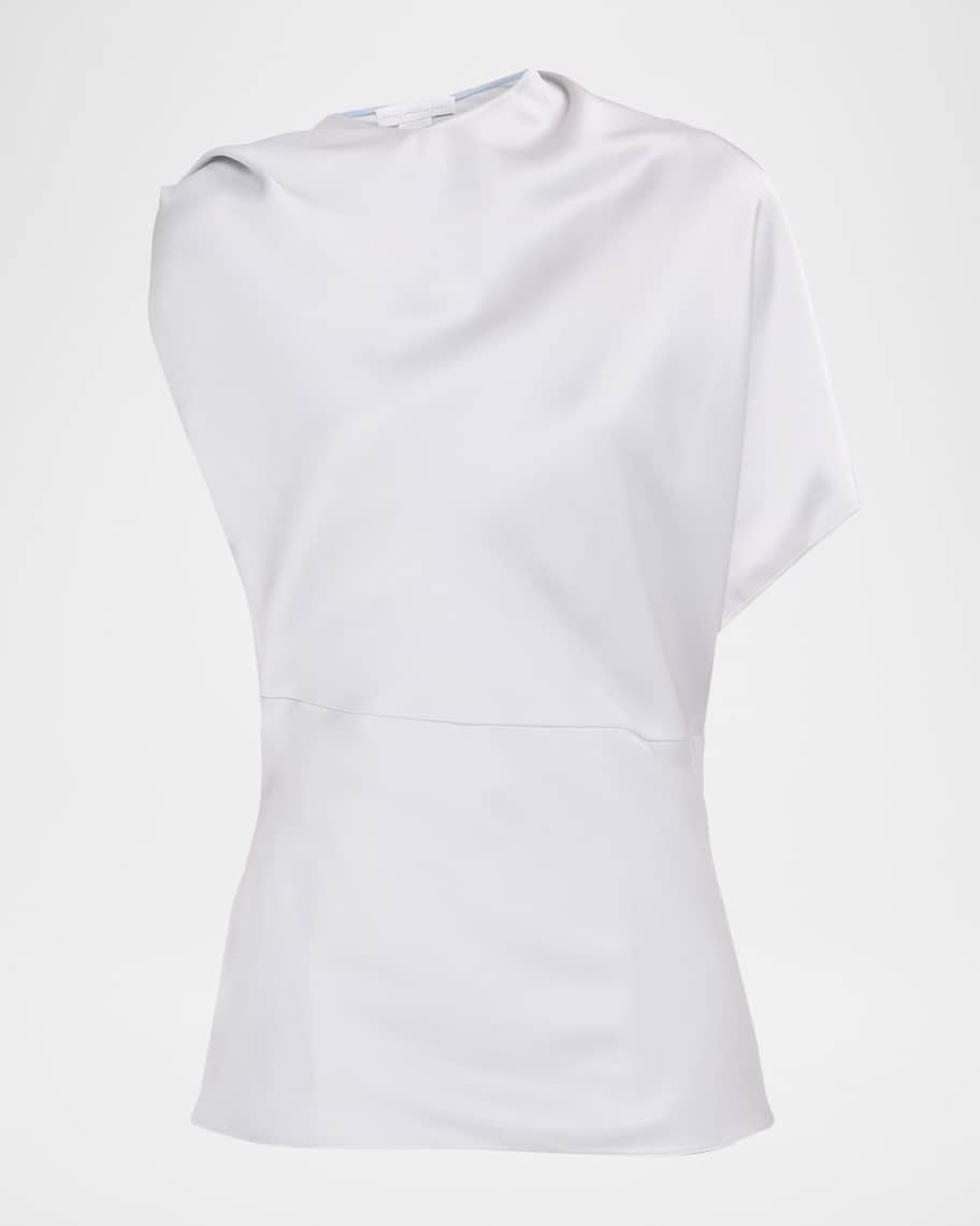 Stella McCartney Asymmetric Drape Satin Top | Neiman Marcus