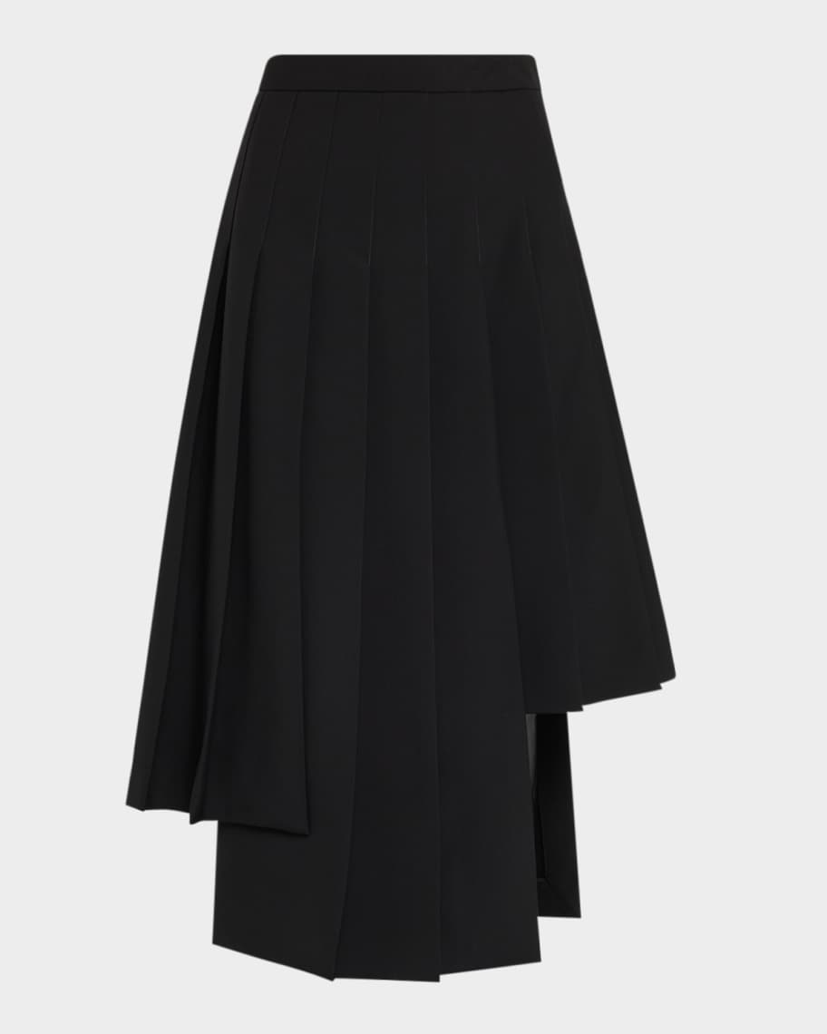 ワンピース MICHAEL KORS Women Mid Skirts MS582MIH6J001 Black Michael Kors Collection Asymmetric Pleated Midi Skirt