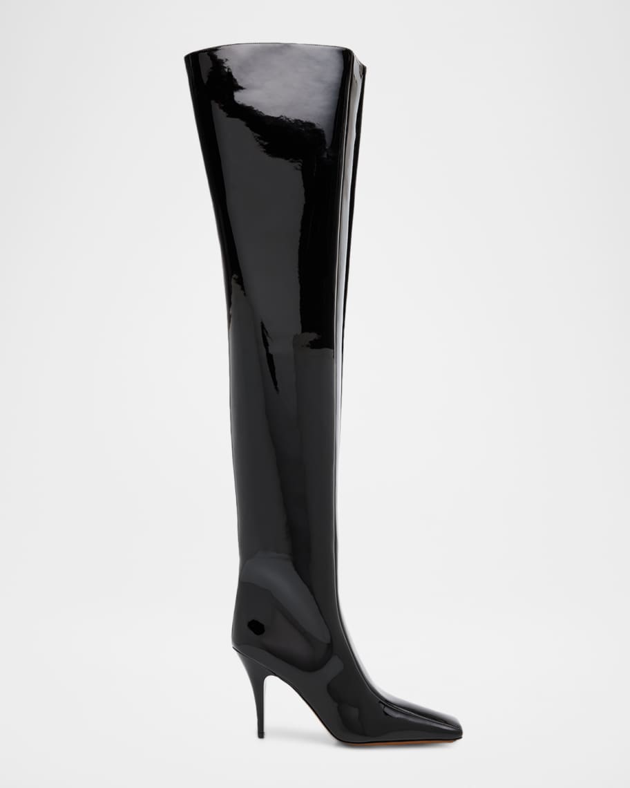 Stella McCartney 95mm Square-Toe Patent Over-The-Knee Boots