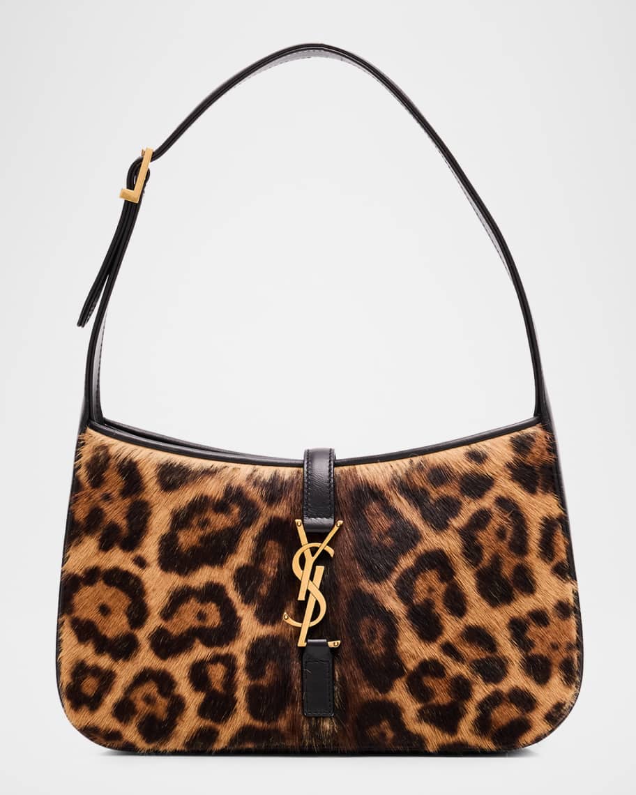 Saint Laurent Le 5 A 7 Shoulder Bag in Leopard-Print Calf Hair