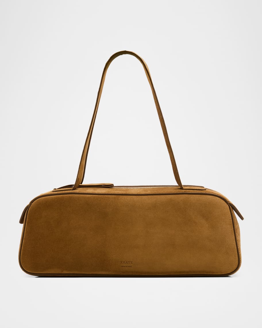 Khaite Simona Zip Suede Shoulder Bag | Neiman Marcus
