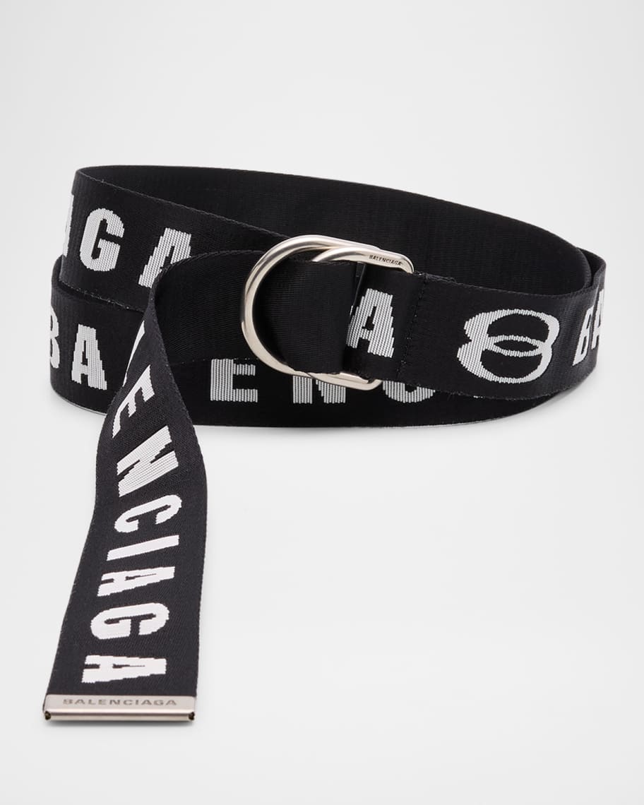 Balenciaga Men's Unity Sports Icon Logo D-Ring Belt | Neiman