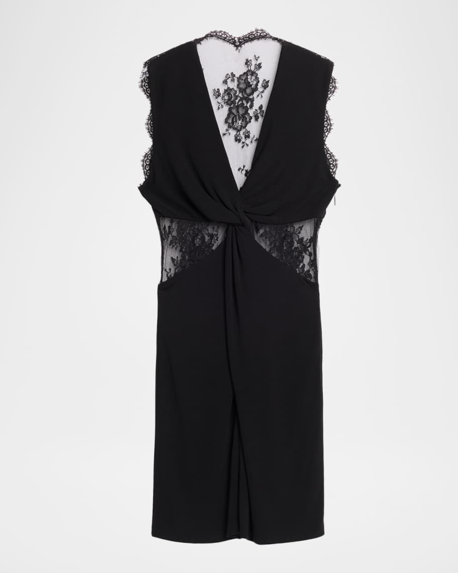 Roberto Cavalli Lace-Inset Twisted Sleeveless Mini Dress