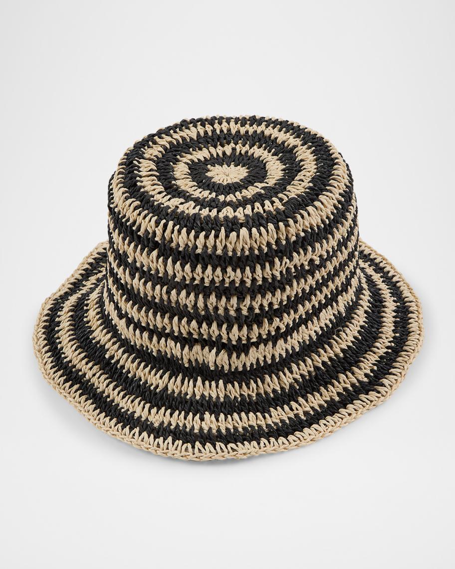 Eugenia Kim NEW Two-Tone Crochet Paper Straw Sun Bucket Hat in Natural and Tan Eugenia Kim Jonah Crochet Straw Bucket Hat | Nordstrom main image 2