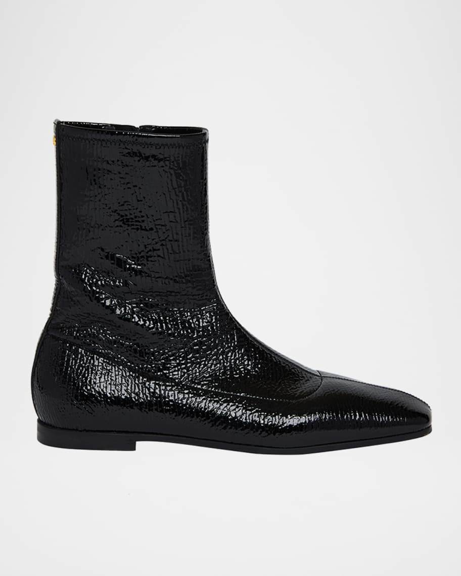 Valentino Garavani Men's Glovely Patent Zip Ankle Boots | Neiman
