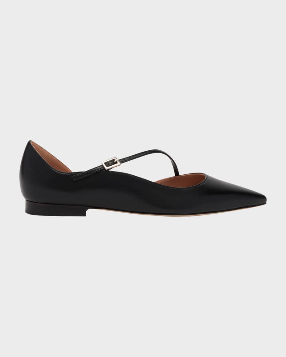 Malone Souliers Bettina Nappa Leather Cross Strap Ballerina Flats