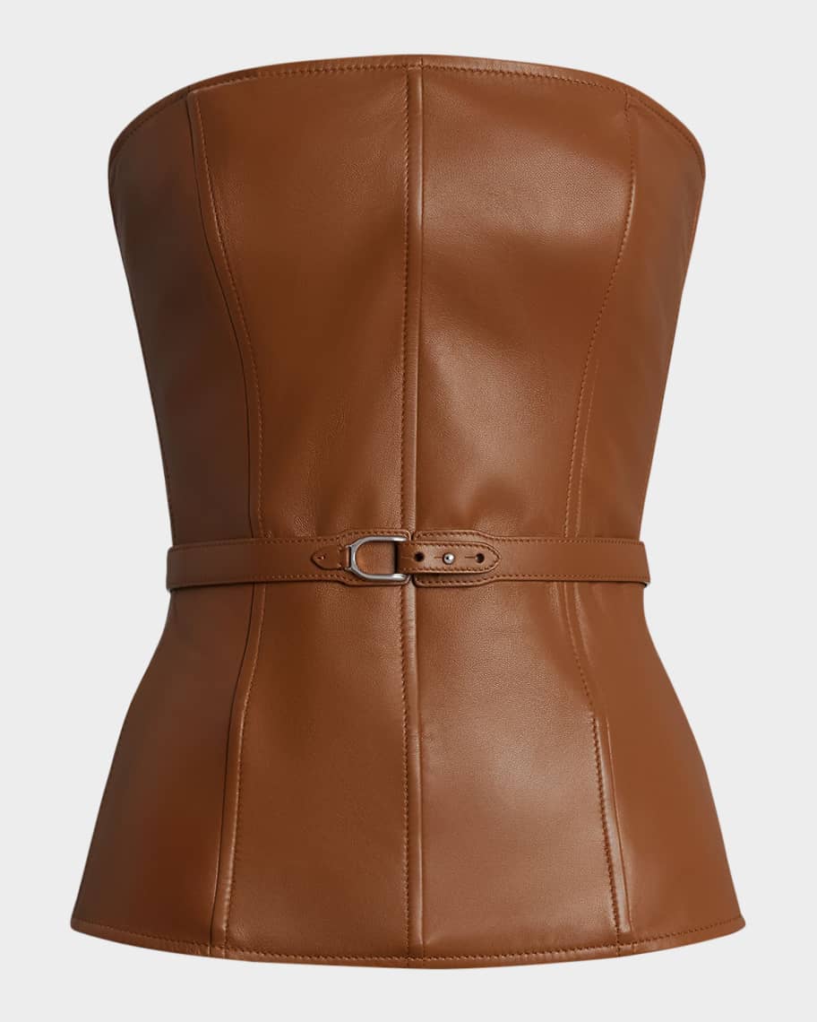 Ralph Lauren Collection Chelsey Soft Leather Corset | Neiman Marcus