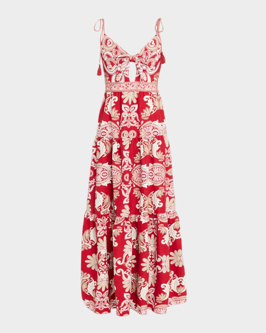 Alice + Olivia Minka Tie-Shoulder Maxi Dress | Neiman Marcus