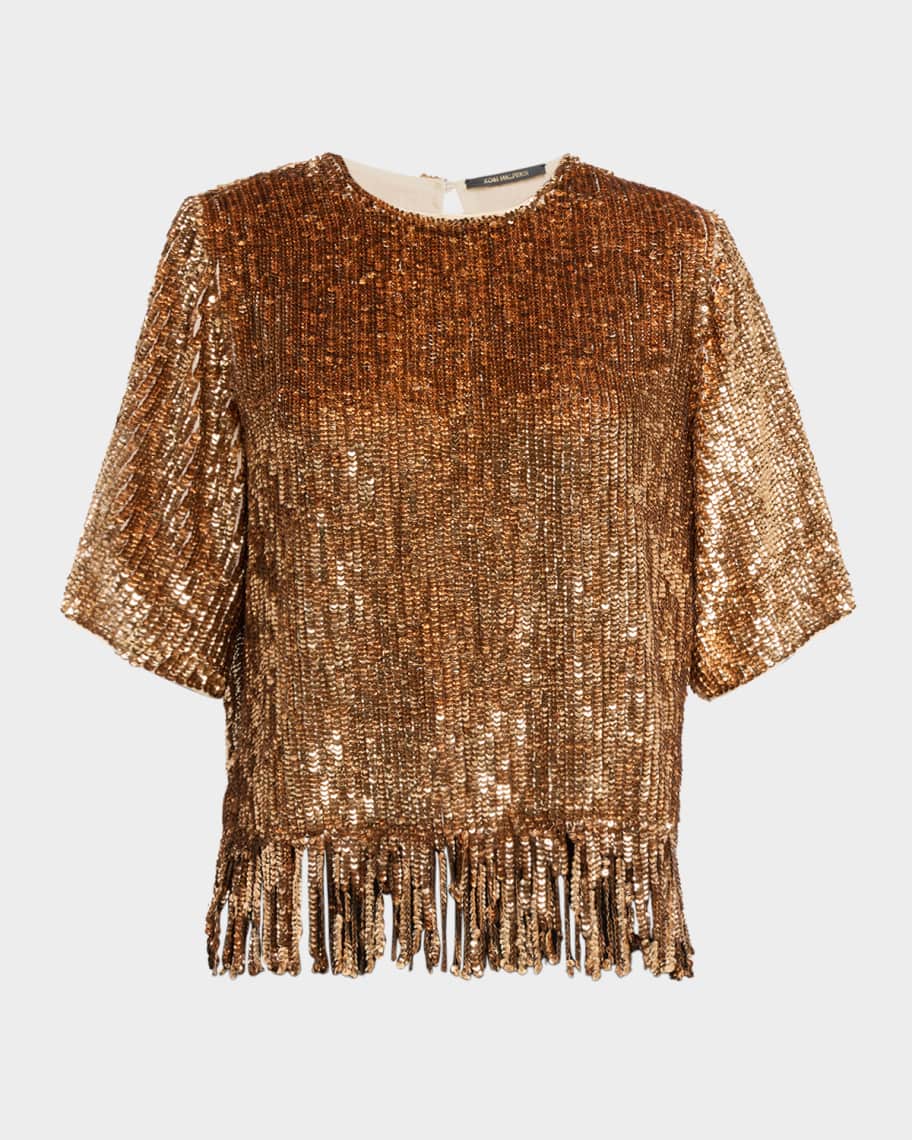 Kobi Halperin Yona Fringed Sequin Blouse | Neiman Marcus