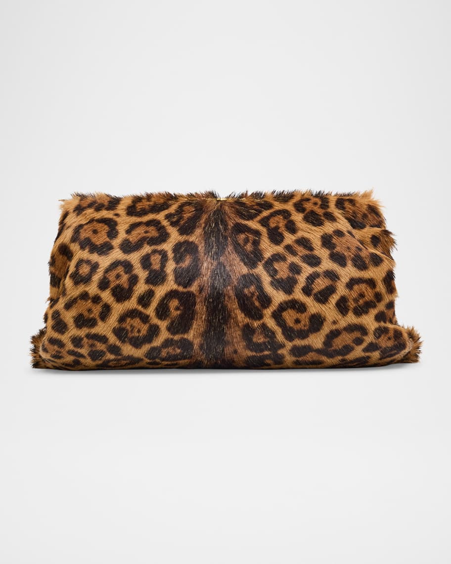Saint Laurent Pouch Clutch Bag in Leopard-Print Calf Hair