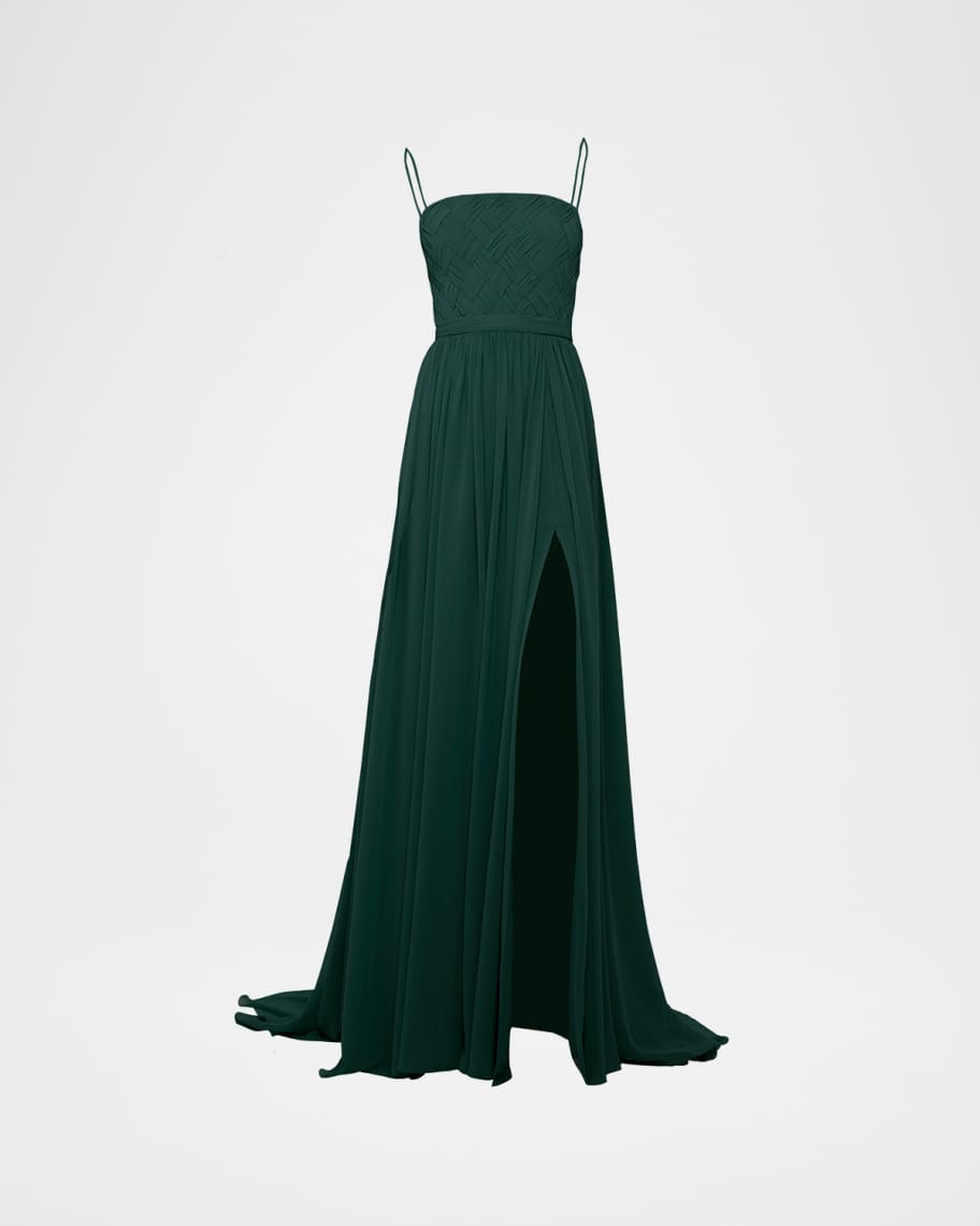sachin and babi light blue dress Atelier Prabal Gurung Millicent Woven Spaghetti Strap Gown
