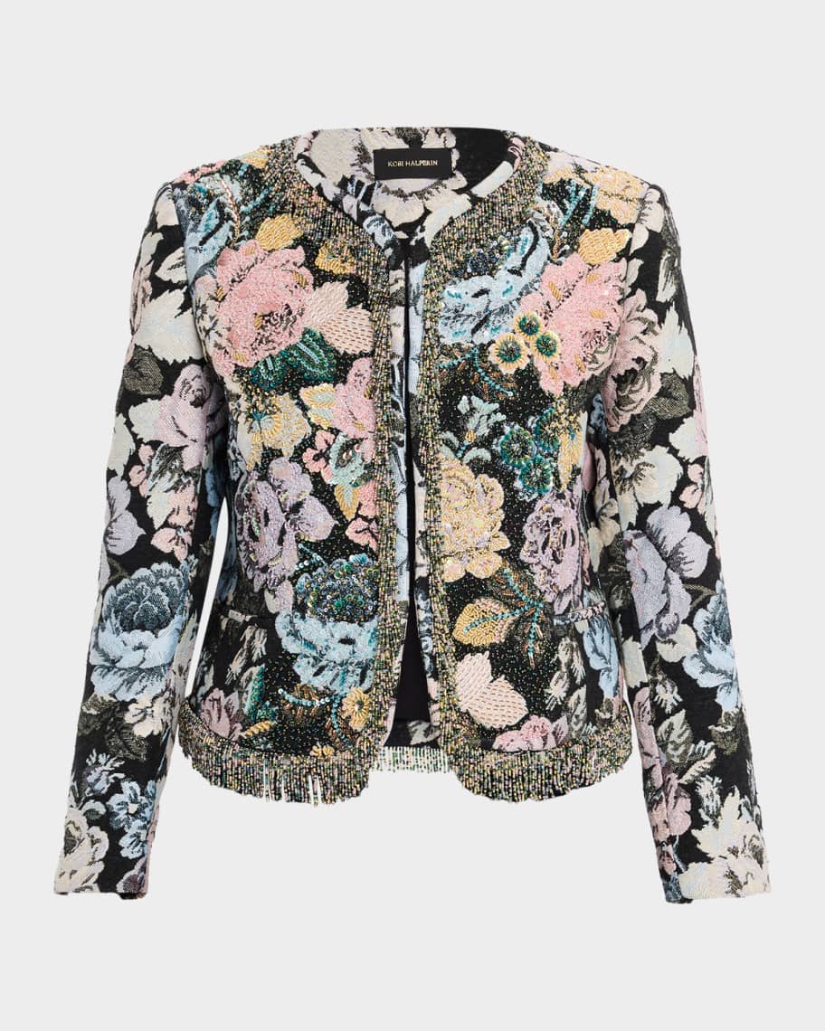 Kobi Halperin Anaya Beaded Floral Jacquard Jacket | Neiman Marcus
