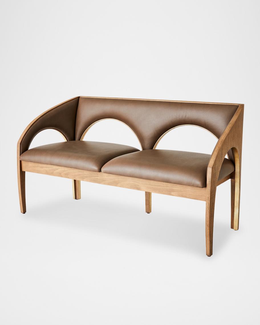 Global Views Arches Leather Bench, 54.5