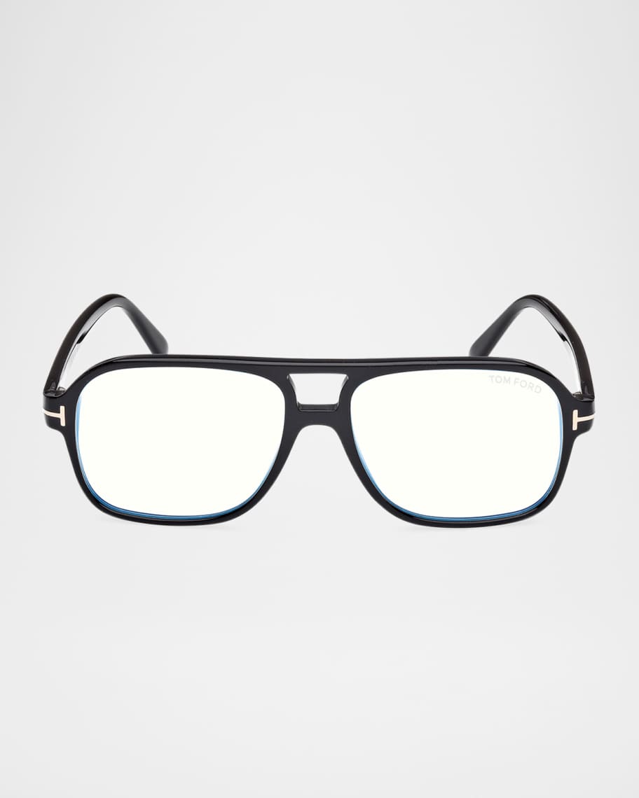 TOM FORD Men's FT6058-BM Acetate Square Blue-Block Optical