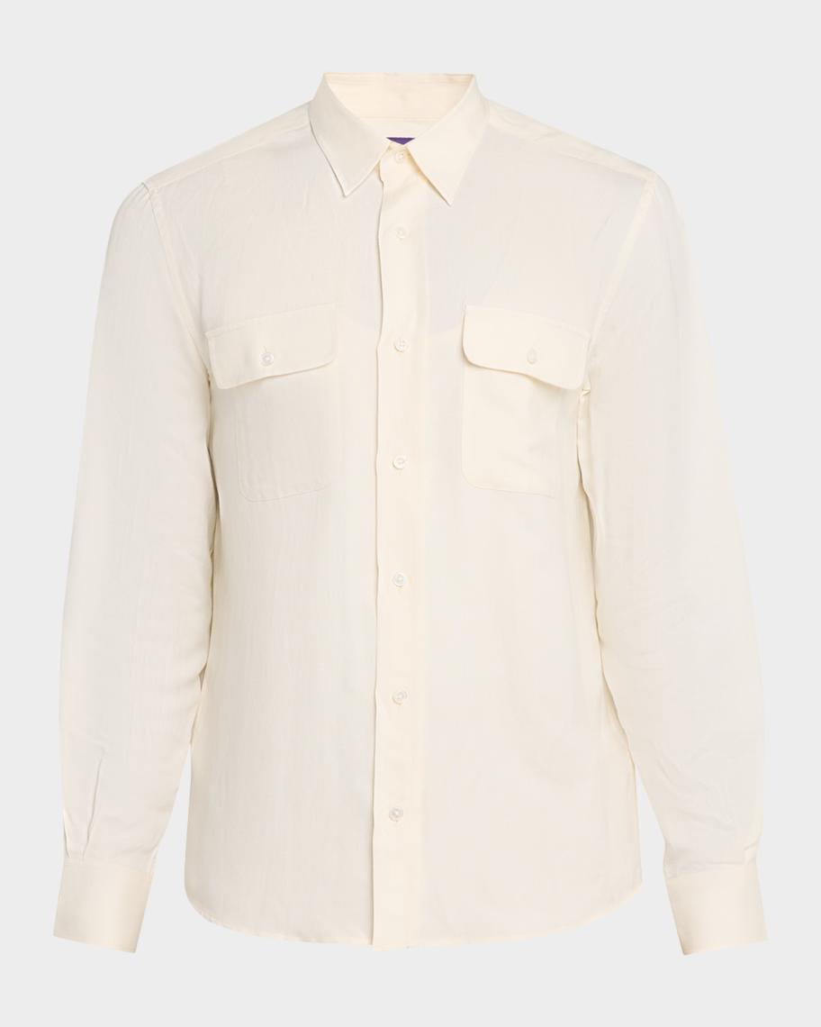 Ralph Lauren Purple Label Silk-Linen Shirt | Neiman Marcus