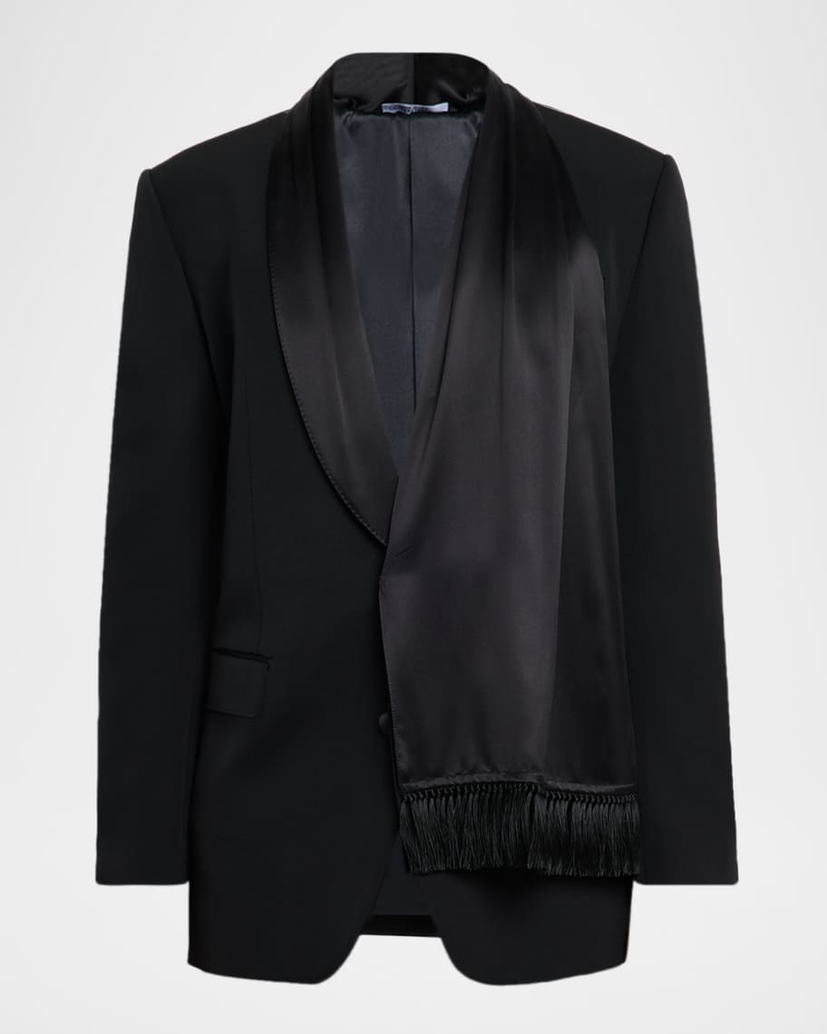 極美品！定価40万超 DOLCE&GABBANA シルクジャケット Dolce&Gabbana Men's Silk Scarf and Shawl-Lapel Dinner Jacket