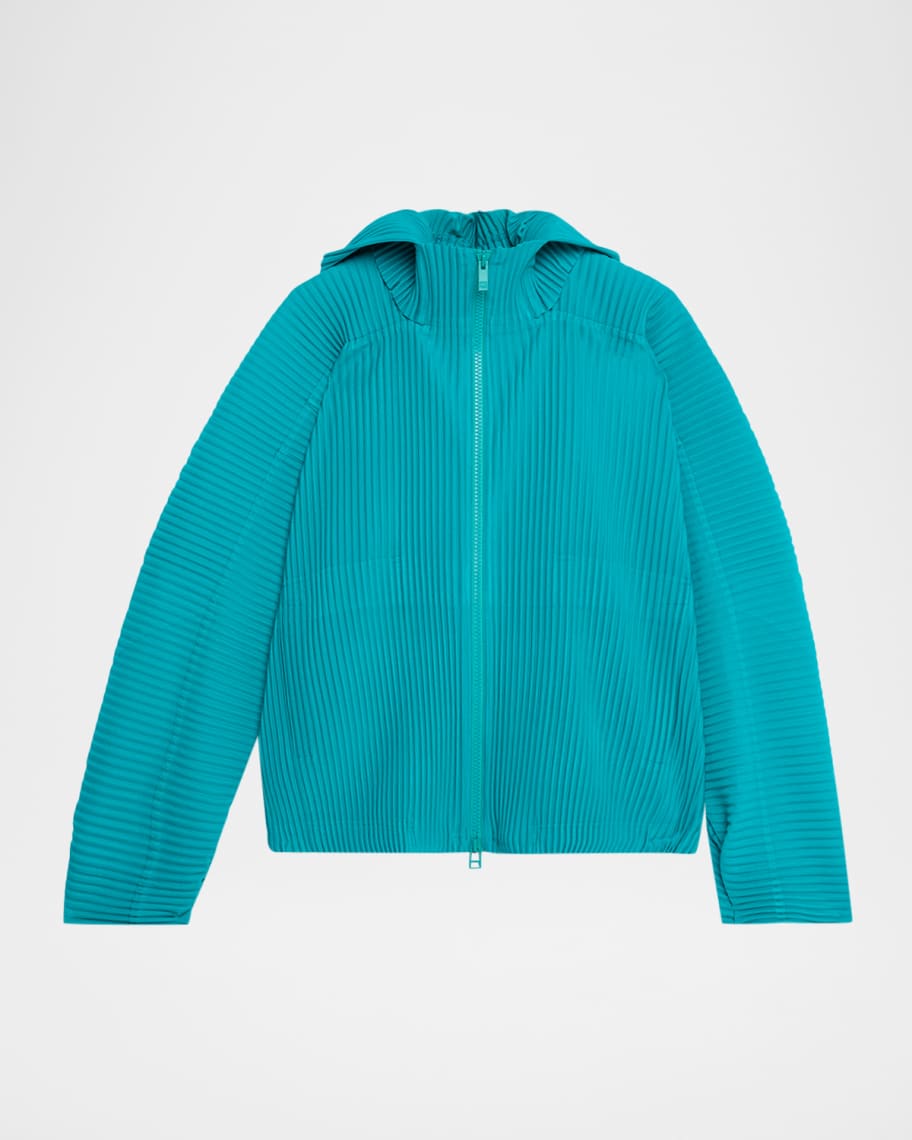 Homme Plisse Issey Miyake Men's Pleated Full-Zip Hooded
