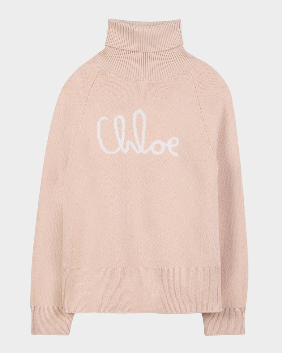 Chloe Girl's Cursive Topstitch Turtleneck Sweater, Size 8-14 | Neiman ...
