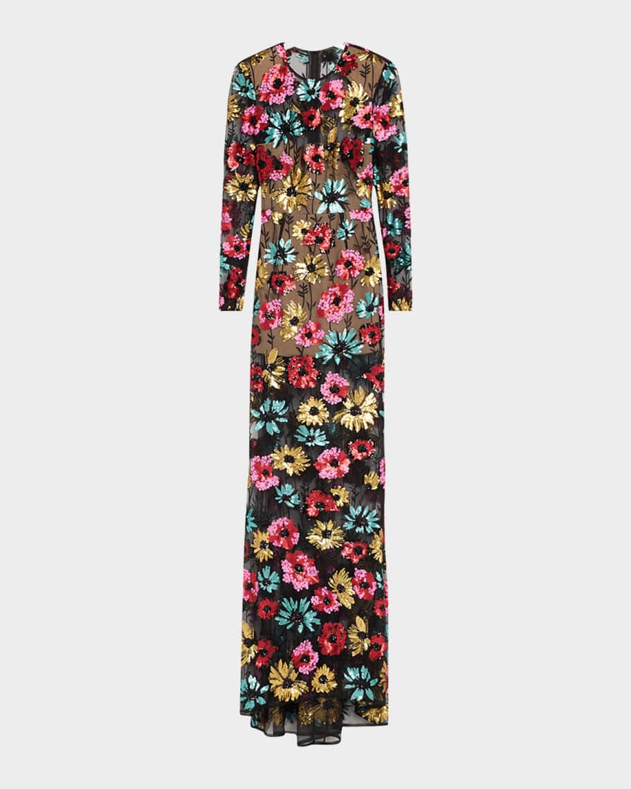 Bronx and Banco Francesca Sequin Embroidered Column Gown