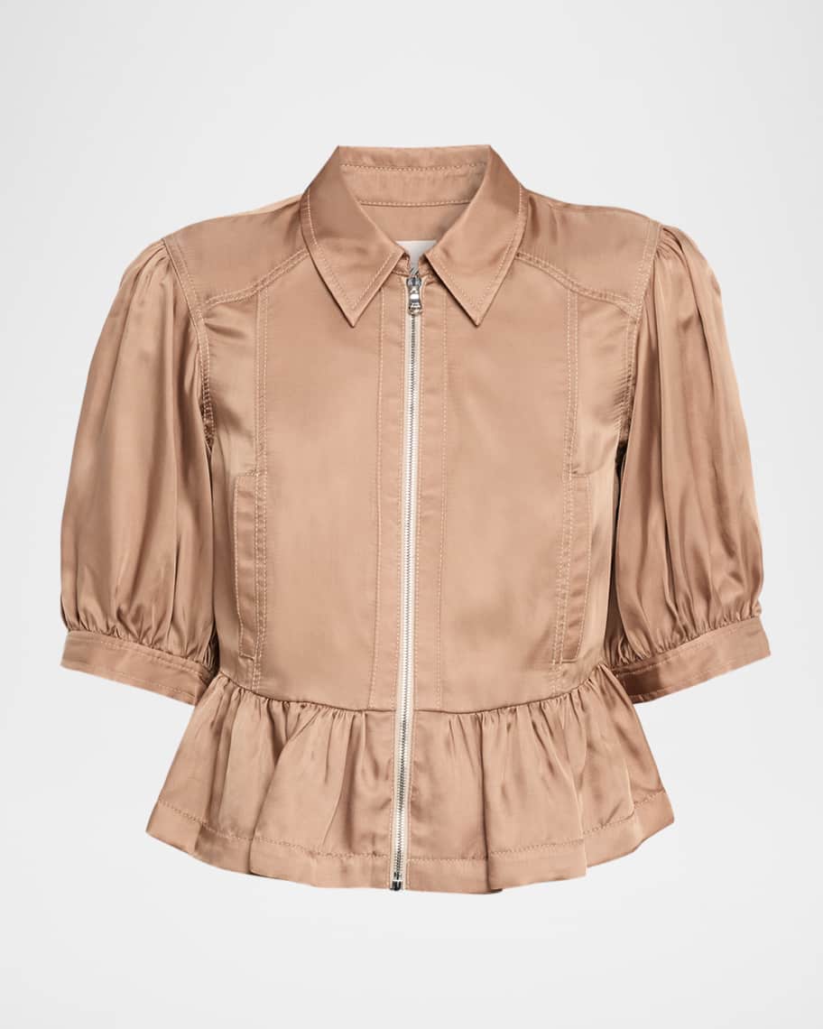 シャツ/ブラウス(長袖/七分) PEPLUM JACKET WITH PUFF BLOUSE Cinq a Sept Daphne Puff-Sleeve Peplum Jacket | Neiman Marcus