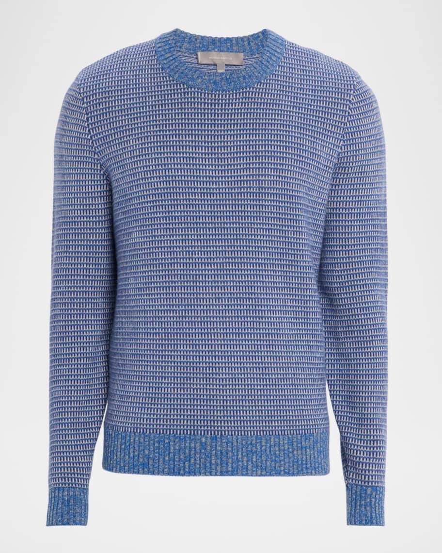 Neiman Marcus Men's Wool and Cashmere Melange Textured Crewneck