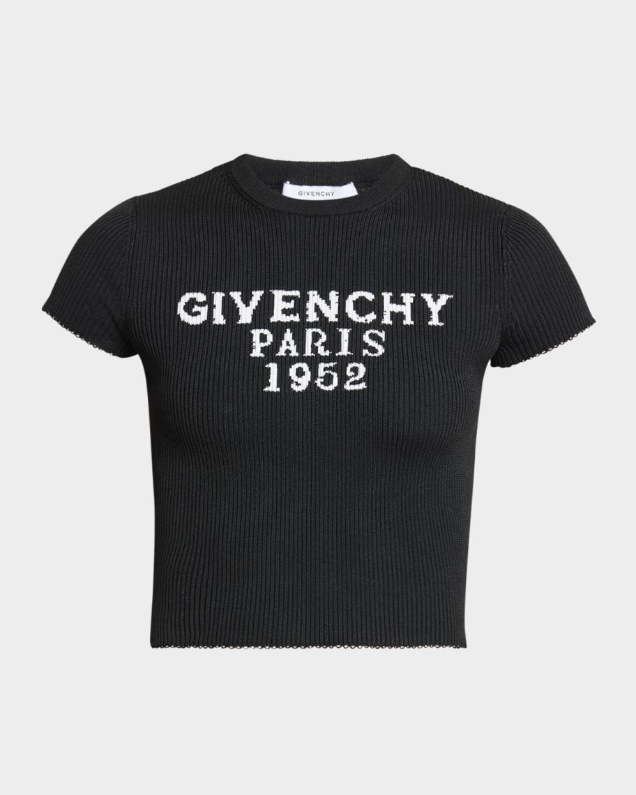 Givenchy Logo Short-Sleeve Crop Rib T-Shirt | Neiman Marcus