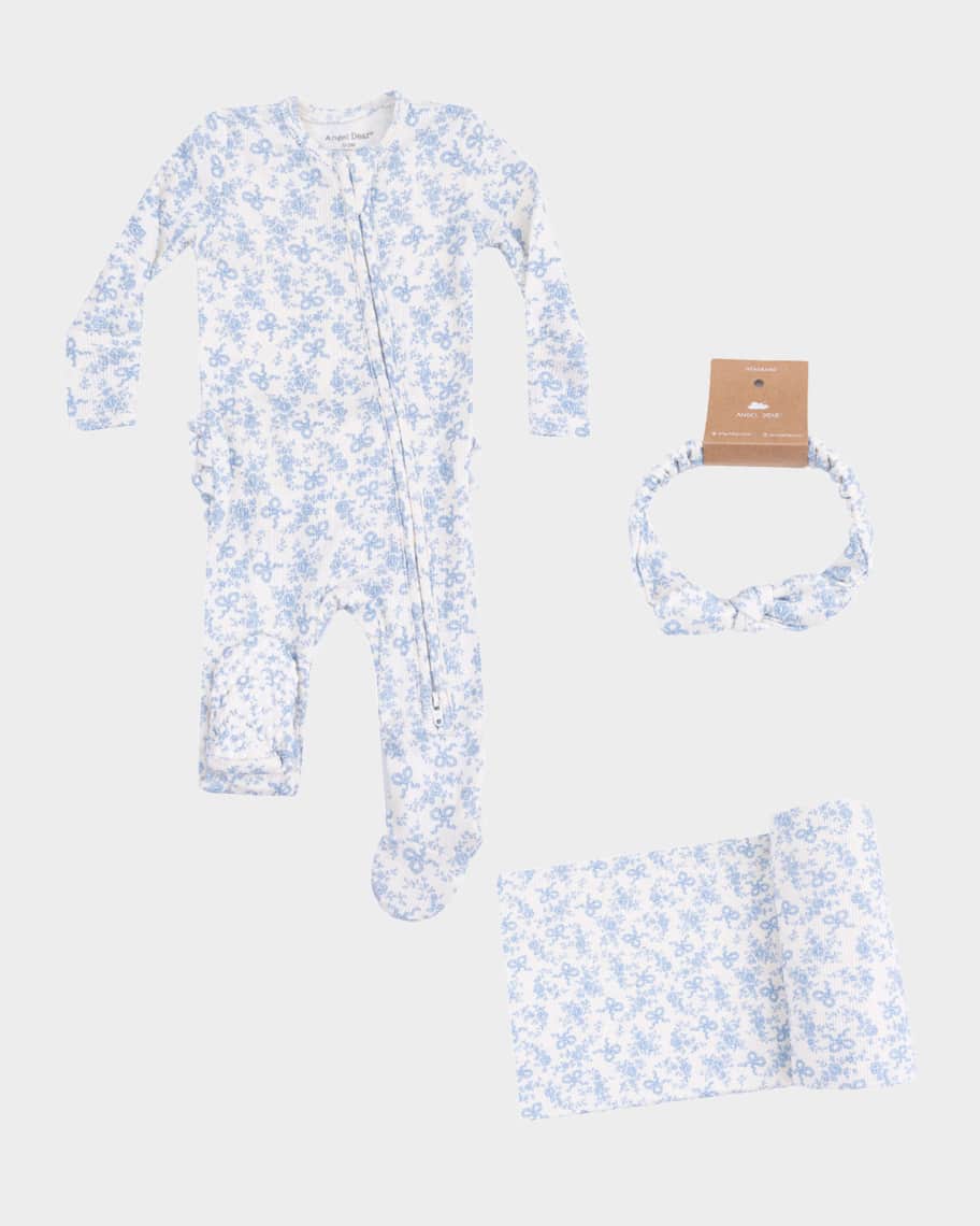Angel Dear Girl's Romi Floral 2-Way Zip Footie Romper
