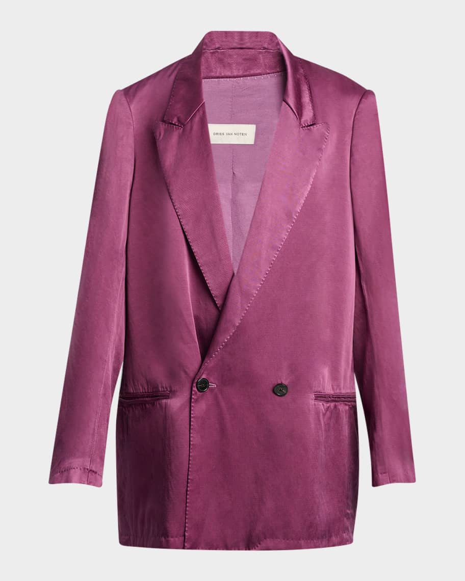Dries Van Noten Blink Overdyed Double-Breasted Blazer | Neiman Marcus