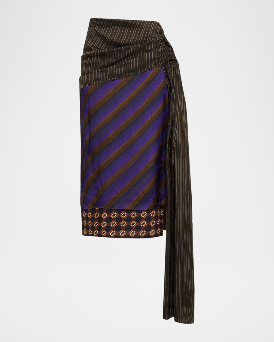 スカート Dries Van Noten SS21 Sarean Skirt FR34 Dries Van Noten Senice Striped Drape Skirt | Neiman Marcus