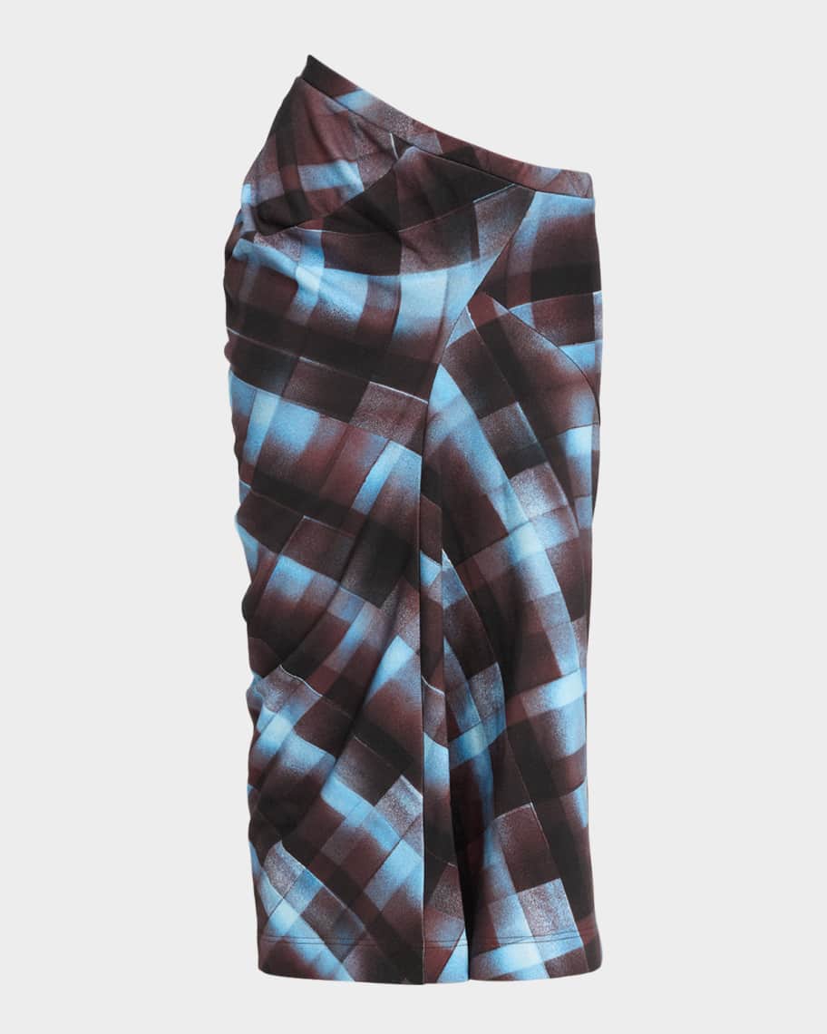 Dries Van Noten Harens Asymmetric Check Midi Skirt | Neiman Marcus