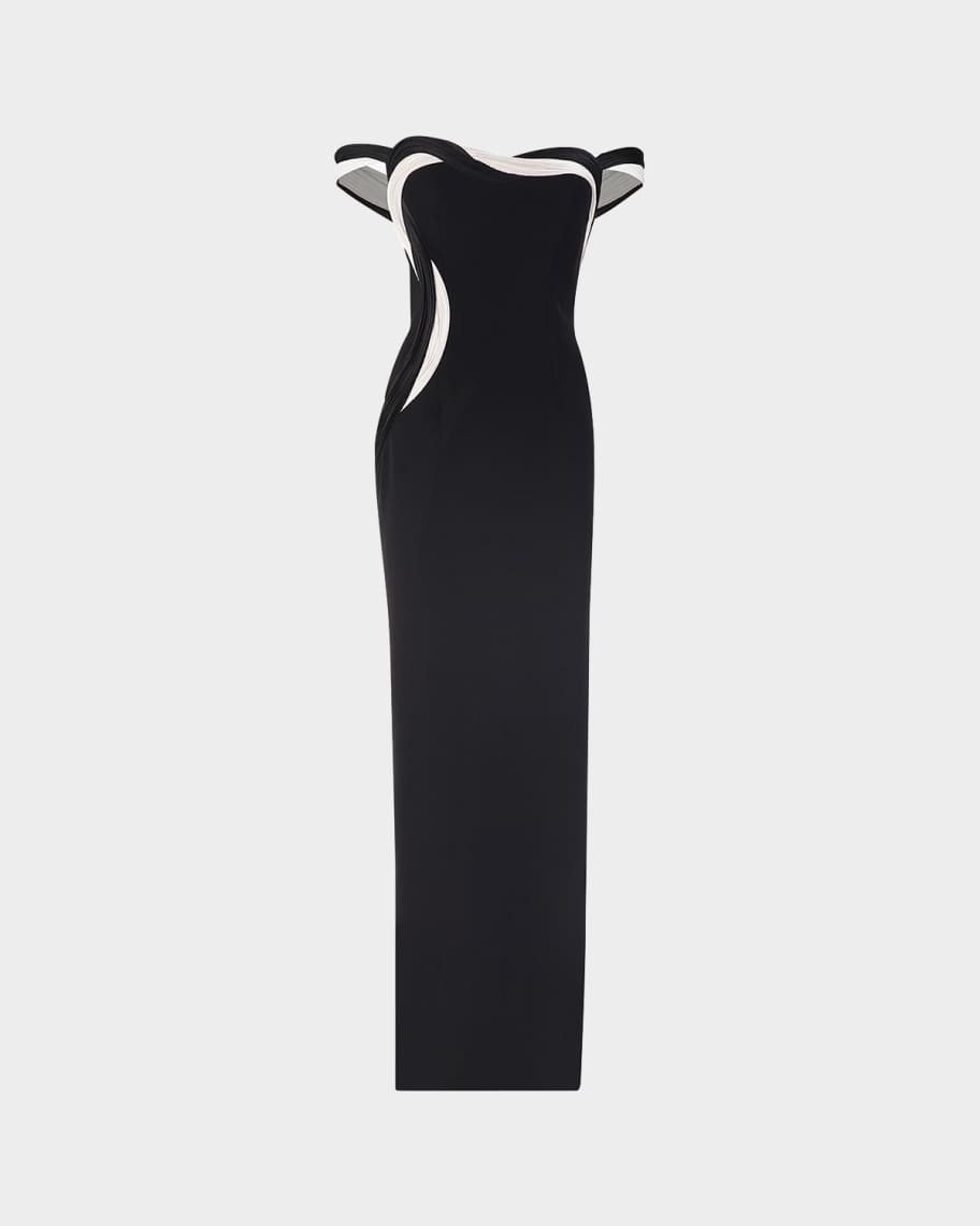 Gaurav Gupta Orbital Interplay Off-Shoulder Column Gown