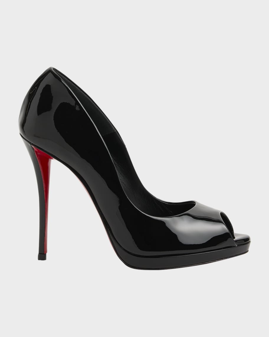 Christian Louboutin 120mm Lady Z Patent Leather Peep-Toe Pumps