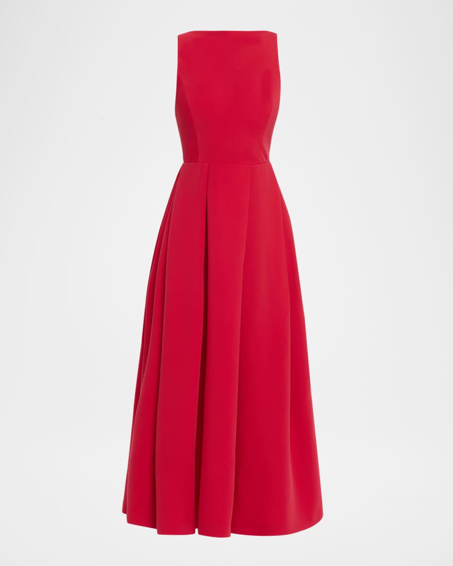 Emporio Armani Sleeveless Pleated Techno Cady Midi Dress