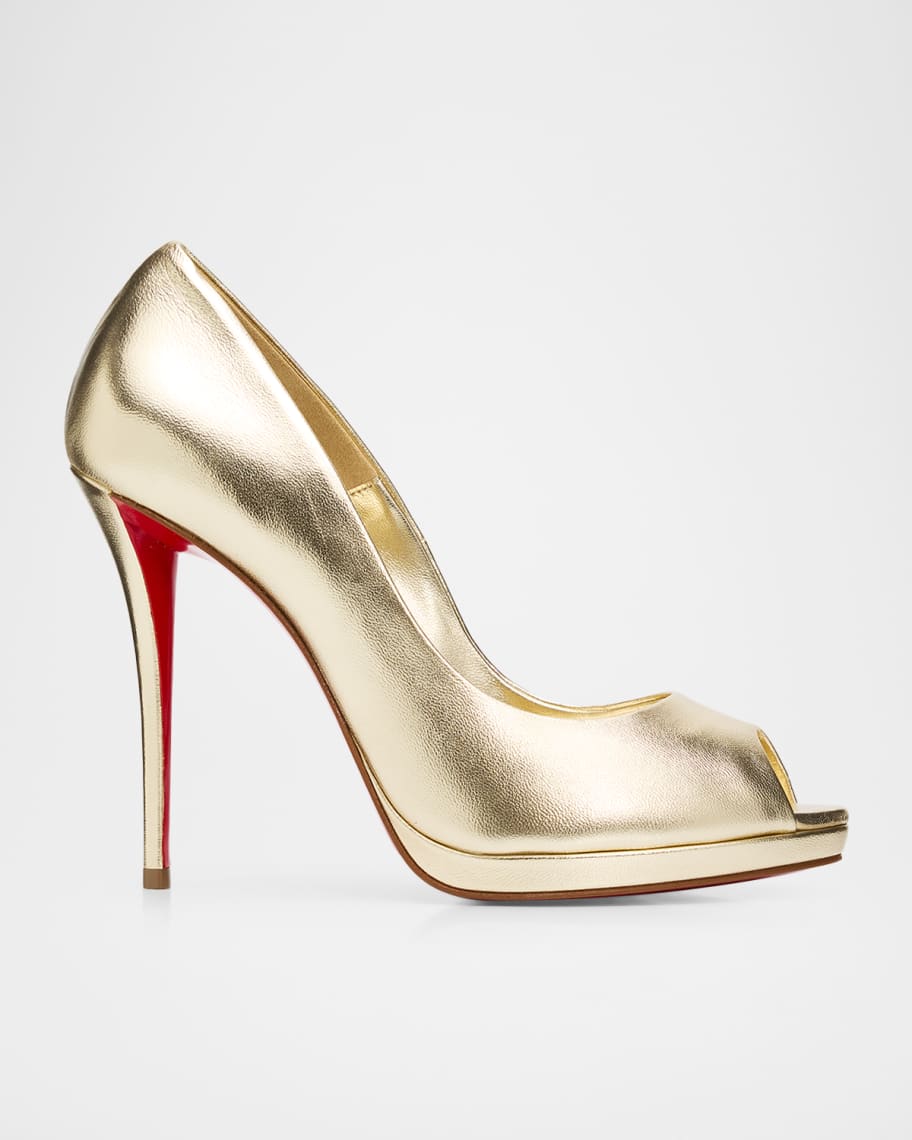 Christian Louboutin 120mm Lady Z Metallic Nappa Leather Peep-Toe