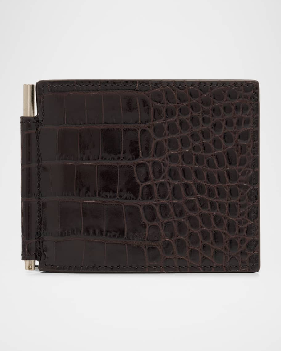 TOM FORD Men's Exotic Line Croc-Effect Money Clip Wallet | Neiman