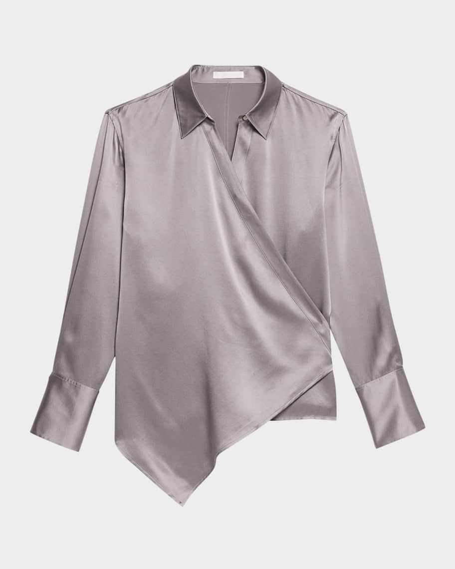 Helmut Lang Relaxed Silk Wrap Shirt | Neiman Marcus
