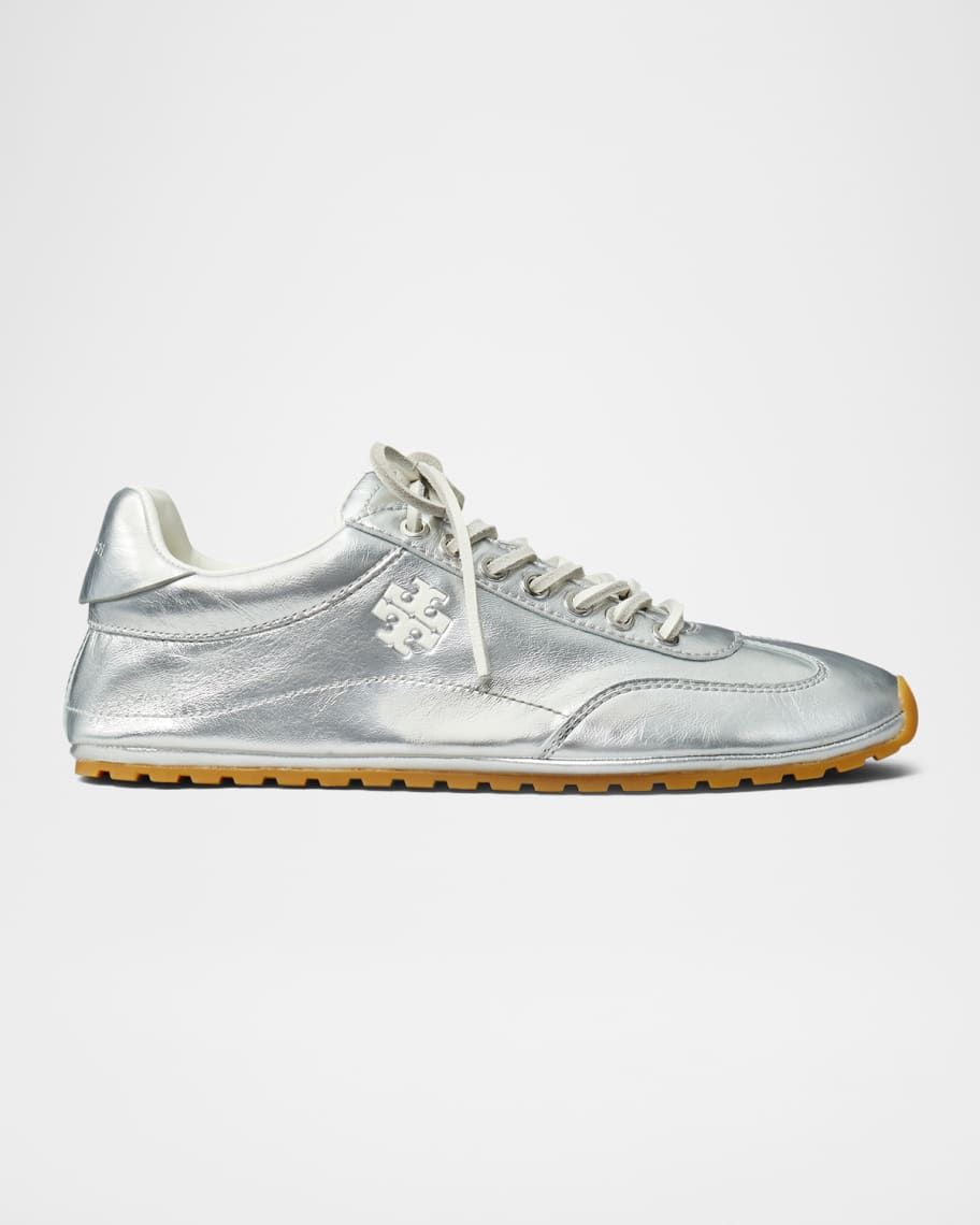 Tory Burch Field Metallic Leather Low-Top Sneakers | Neiman Marcus