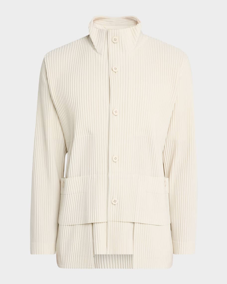 Homme Plisse Issey Miyake Men's Multi-Pocket Pleated Button-Down