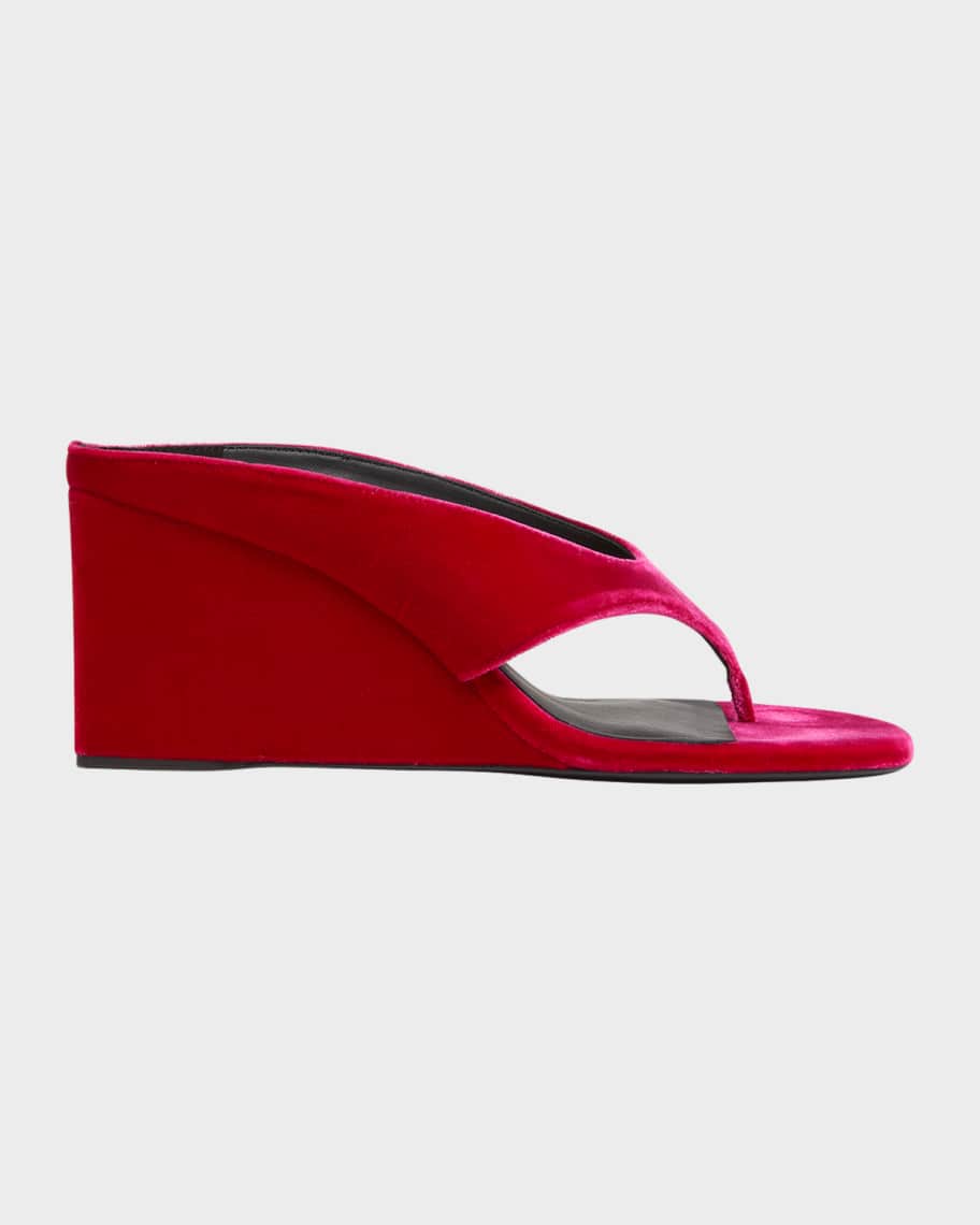 75mm Velvet Wedge Thong Sandals