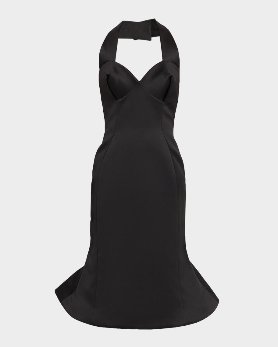 Marc Jacobs Sculpted Satin Halter Dress in Black, Size 2