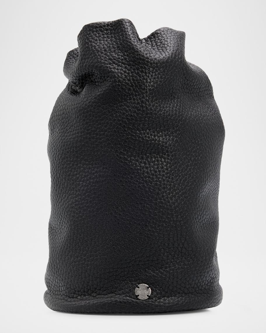 THE ROW Men's Sporty Leather Drawstring Pouch | Neiman Marcus