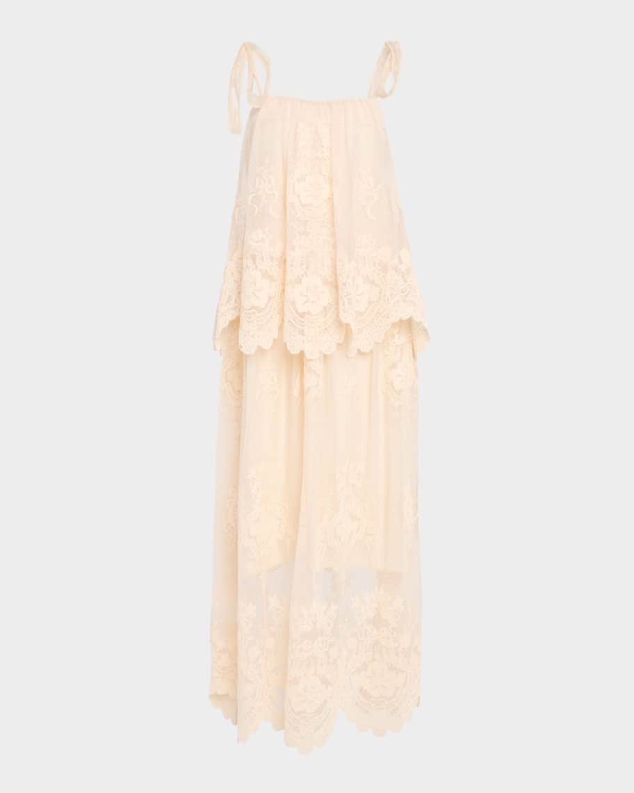 Zimmermann Hypnotic Tiered Lace Slip Dress