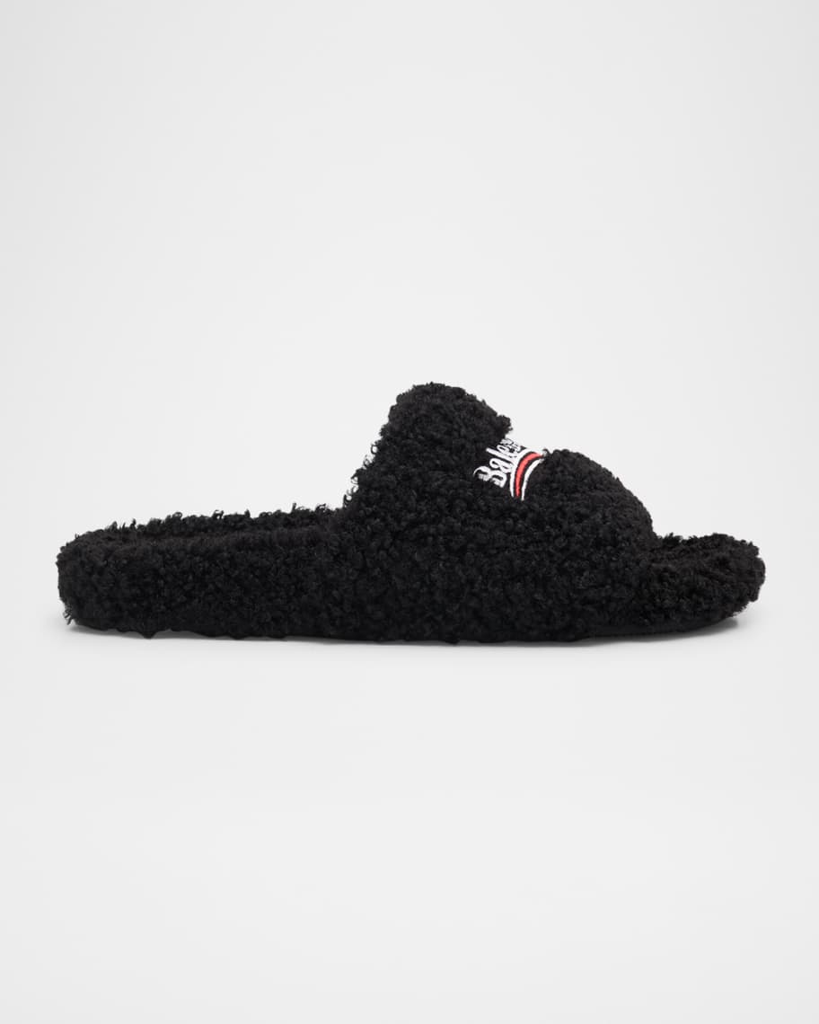 Balenciaga Furry Slide Sandals | Neiman Marcus
