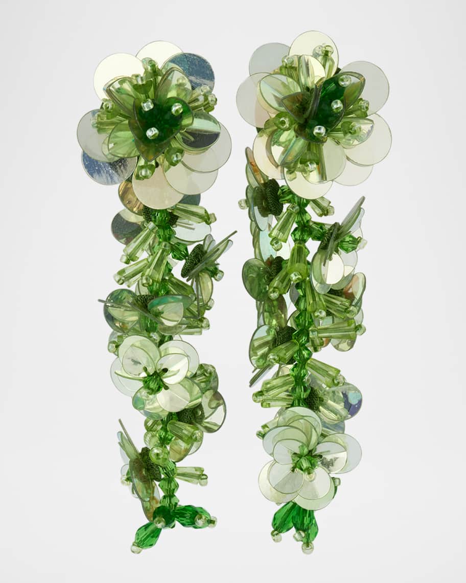 Oscar de la Renta Sequin Flower Drop Earrings