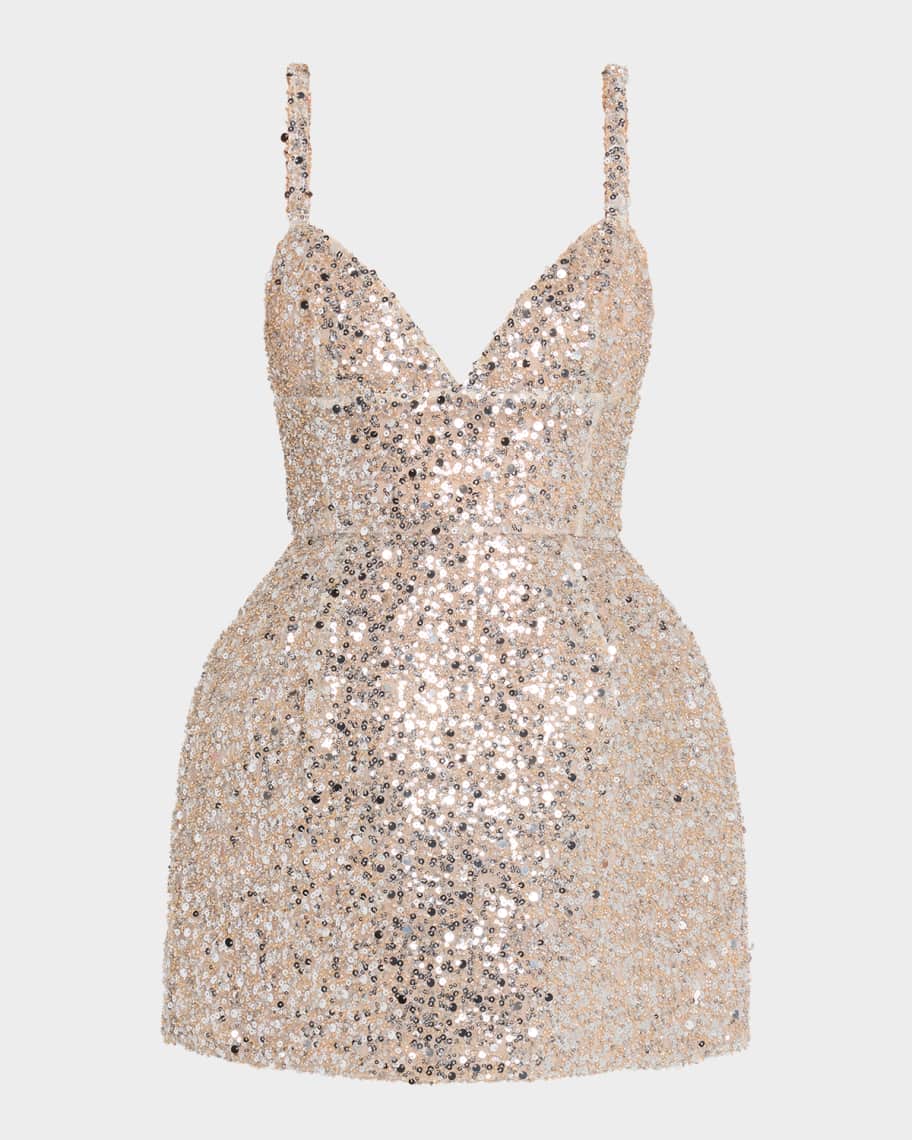slim fit dress slacks Helen Rose Gold Sequin Mini Dress