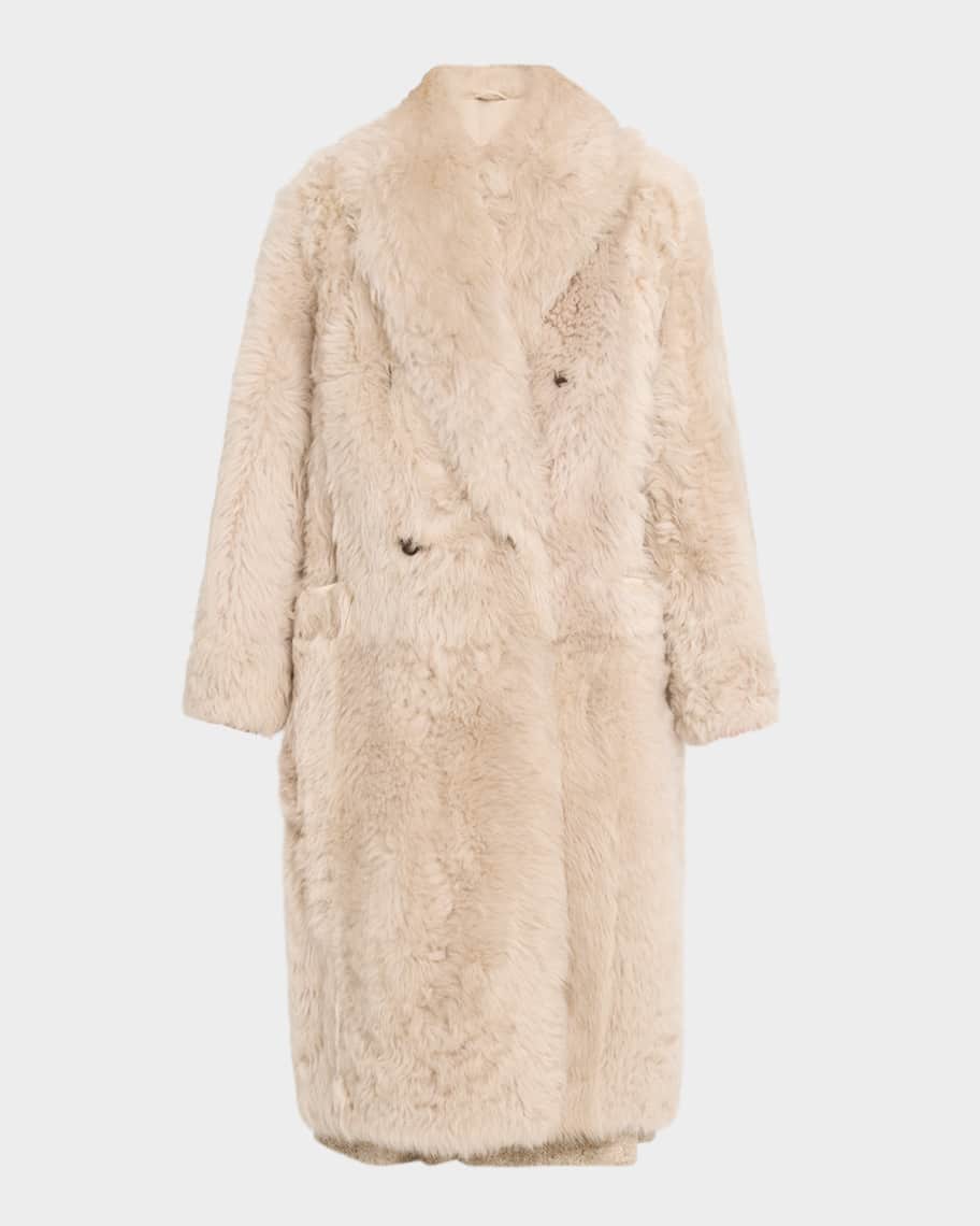 Brunello Cucinelli Vintage Lamb Shearling Double-Breasted Coat