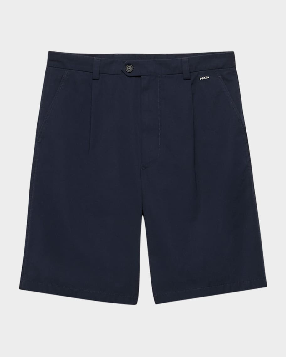 Prada Men's Vintage-Effect Cotton Bermuda Shorts | Neiman Marcus