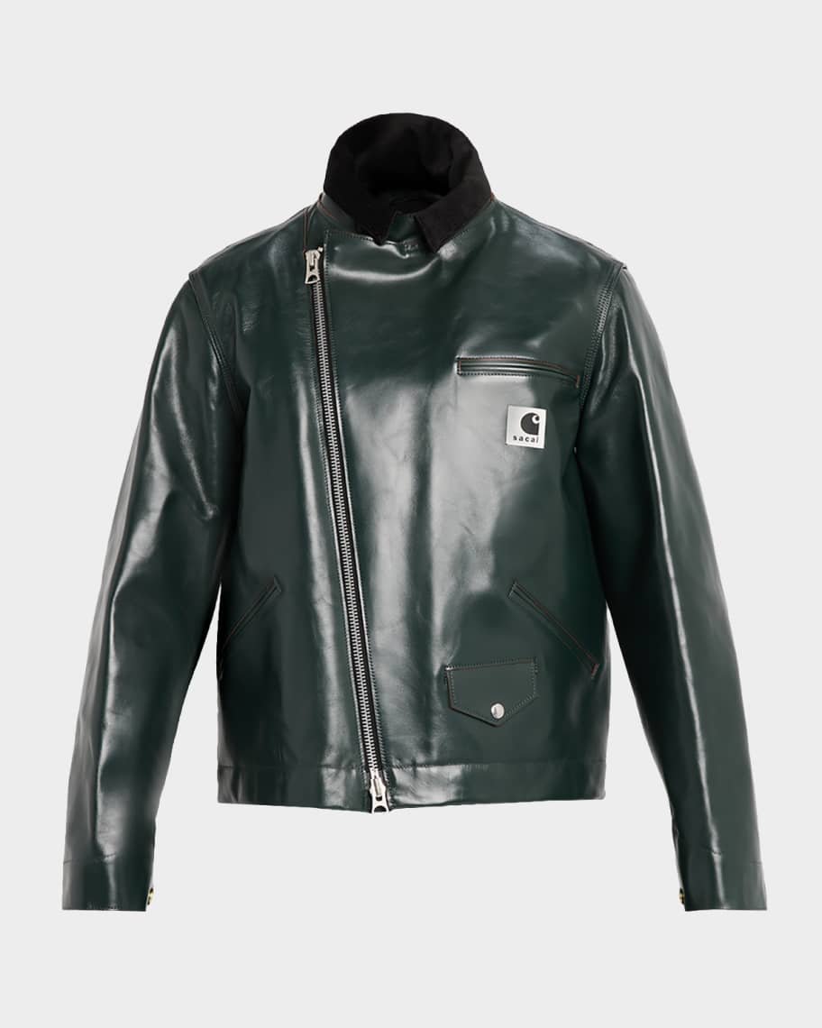 SACAI x CARHARTT WIP Men's Leather Moto Jacket | Neiman Marcus